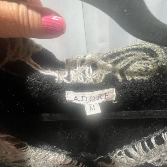 Black and White Women's Sweater Jacket - Picture 2 of 4